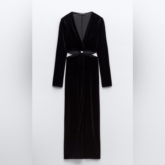 Cut-Out Black Velvet Dress - Picture 4 of 5